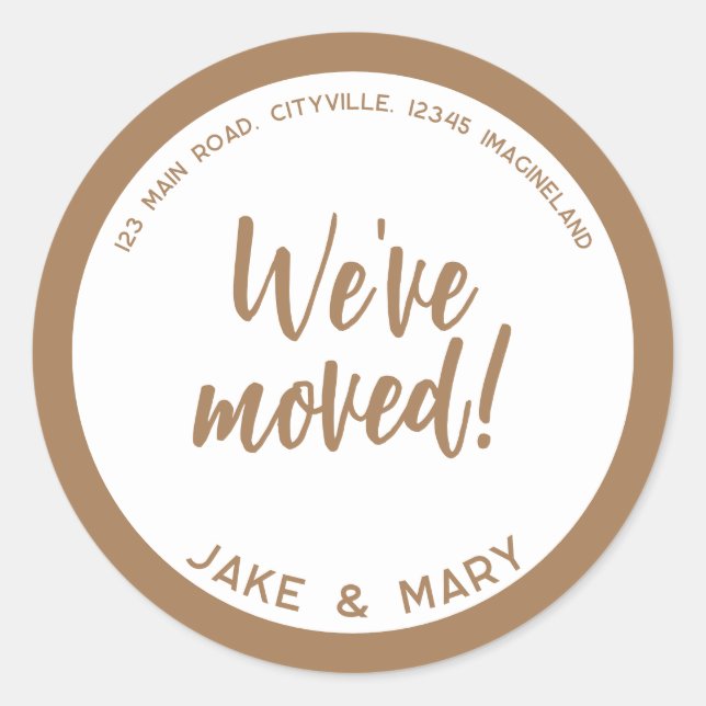 Sticker Rond Changement d'adresse Simple Modern Nous avons démé (Devant)