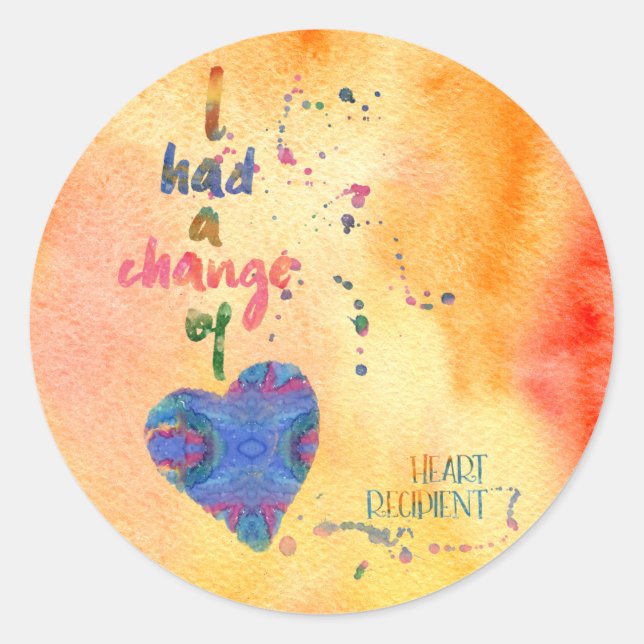 Sticker Rond Changement de coeur, aquarelle, bénéficiaire du co (Devant)
