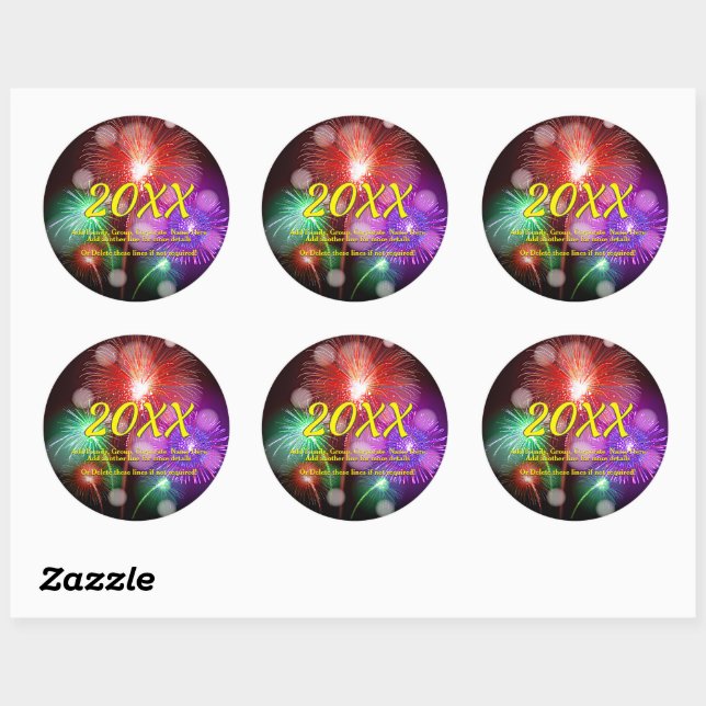 Sticker Rond Changer d'année, ajouter n'importe quel nom Texte  (Feuille)