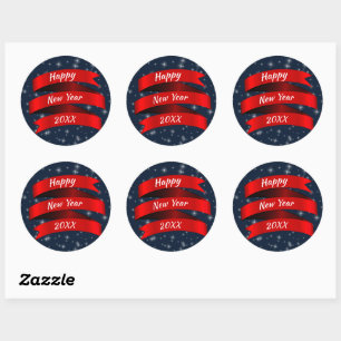 Sticker Rond Changer l'année Texte Bonne année 20xx Ruban rouge