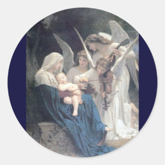 Sticker Rond Chanson des anges peinture antique bébé religion