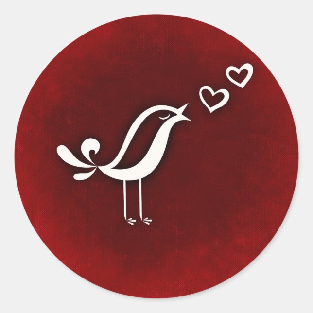 Sticker Rond Chant aux oiseaux mignons Amour Saint-Valentin (Devant)