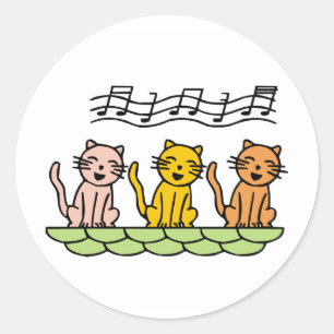 Sticker Rond Chant Chat
