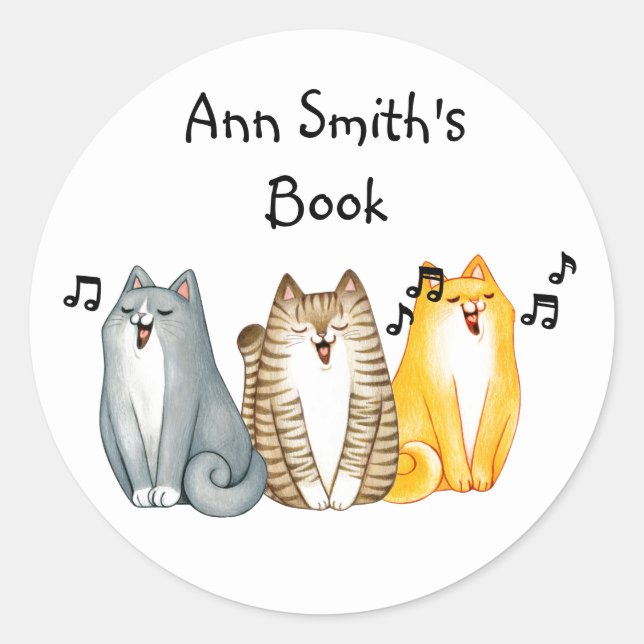 Sticker Rond Chant chatte chatons chatons chatons animaux art (Devant)