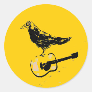 Sticker Rond chant de guitare raven