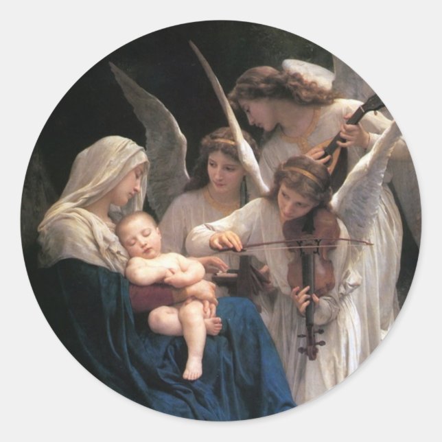 Sticker Rond Chant des Anges (1881) par Bouguereau (Devant)