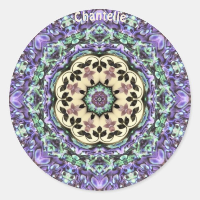 Sticker Rond CHANTELLE ~ ABALONE ~ Paua Shell Kaleidoscope (Devant)