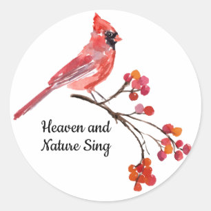 Sticker Rond Chantent le Ciel et la Nature Cardinal Rouge de Fê