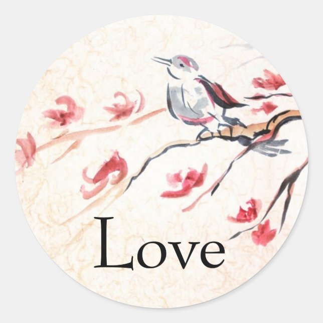 Sticker Rond Chanter Arrière - plan d'oiseaux (Devant)