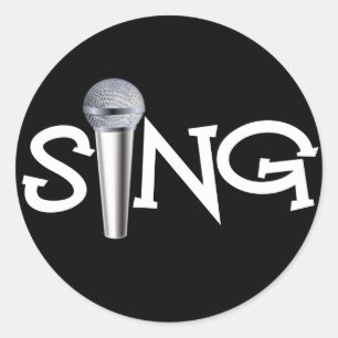 Sticker Rond Chanter avec microphone