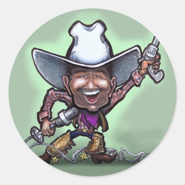 Sticker Rond Chanter Cowboy (Devant)