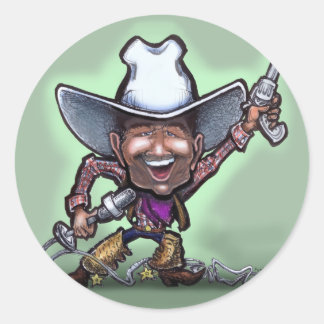Sticker Rond Chanter Cowboy