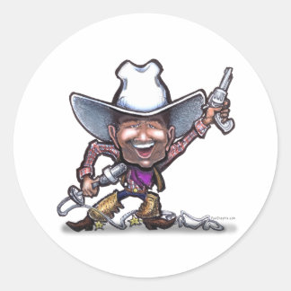 Sticker Rond Chanter Cowboy