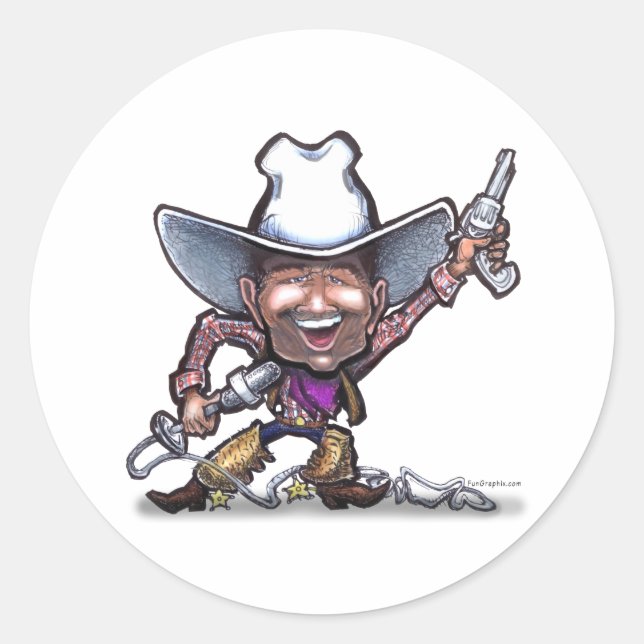 Sticker Rond Chanter Cowboy (Devant)