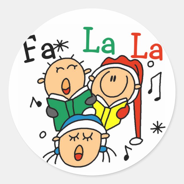 Sticker Rond Chanter des chansons de Noël Tshirts et cadeaux (Devant)