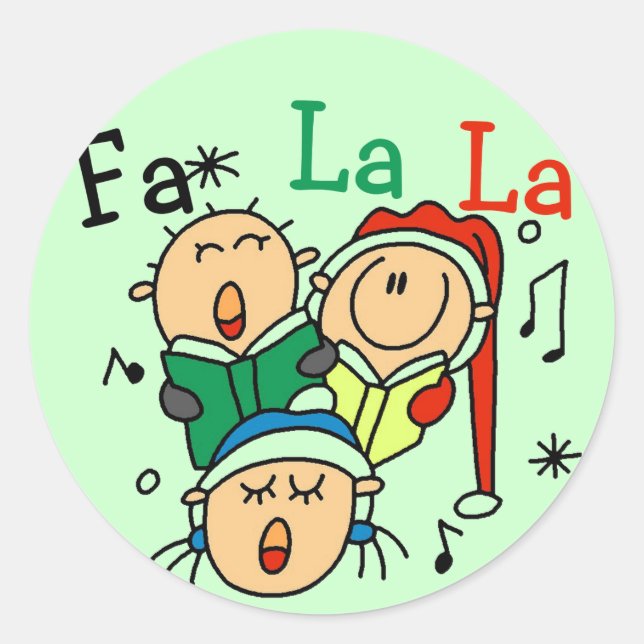 Sticker Rond Chanter des chansons de Noël Tshirts et cadeaux (Devant)