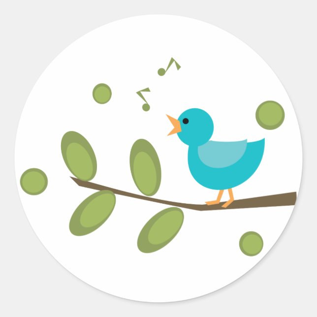 Sticker Rond Chanter un oiseau chanteur (Devant)