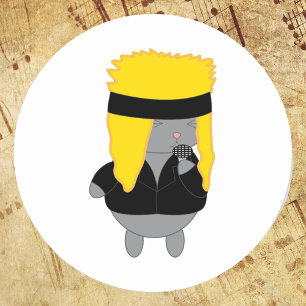 Sticker Rond Chanteur du groupe de coiffure Kawaii