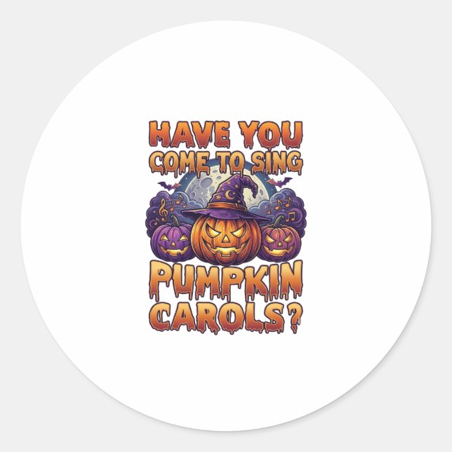 Sticker Rond Chants de citrouille Chapeau de sorcière d'Hallowe (Devant)
