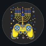 Sticker Rond Chanukah Juif Menorah Gamer Drôle Jeu<br><div class="desc">Chanukah Juif Menorah Gamer Drôle Jeu</div>