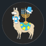 Sticker Rond Chanukkah Menorah Hanoukka Llama Avec Menorah<br><div class="desc">Chanukkah Menorah Hanoukka Llama Avec Menorah</div>