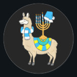 Sticker Rond Chanukkah Menorah Hanoukka Llama Avec Menorah<br><div class="desc">Chanukkah Menorah Hanoukka Llama Avec Menorah</div>