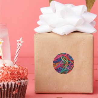 Sticker Rond Chaos Fil Vibrant - Art Textile Coloré Imprimer