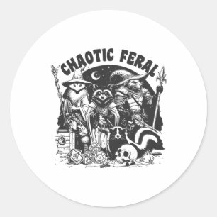 Sticker Rond Chaotique Feral Funny Raccoon Possum Skunk Boardga