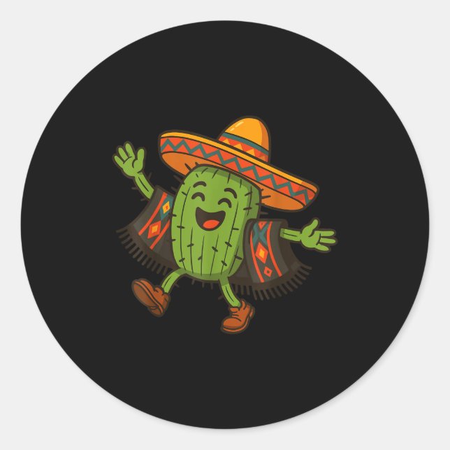 Sticker Rond Chapeau Cactus Cinco De Mayo _1  (Devant)
