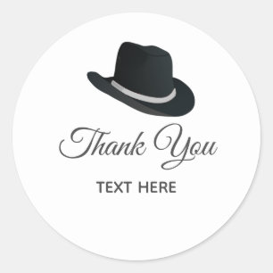 Sticker Rond Chapeau Country & Calligraphie sur fond blanc Merc