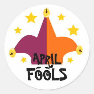 Sticker Rond Chapeau de bouffon du poisson d'avril