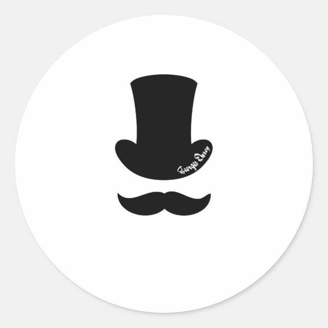 Sticker Rond chapeau de dessus Moustache (Devant)