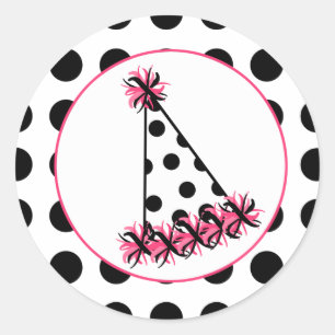 Sticker Rond Chapeau de fête d'anniversaire Polka Dot