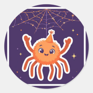 Sticker Rond Chapeau de fête d'Halloween à tête d'araignée