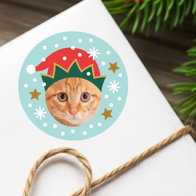 Sticker Rond Chapeau de lutin festif de Noël personnalisé drôle (Créateur téléchargé)