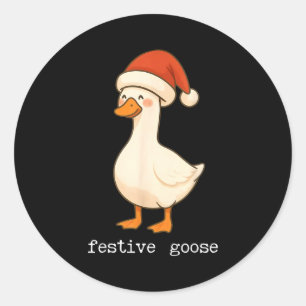 Sticker Rond Chapeau De Noël De Canard Festif Et Joyeux Lumière