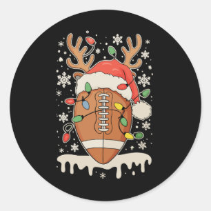 Sticker Rond Chapeau de Noël de football Santa Renne Lumières d