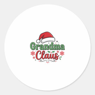 Sticker Rond Chapeau de Noël de Grand-Mère Noël