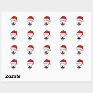 Sticker Rond Chapeau de Noël de Père Noël avec photo de visage