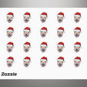 Sticker Rond Chapeau de Noël de Père Noël avec photo de visage 