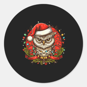 Sticker Rond Chapeau de Noël de Santa Mpy Hibou Vintage Hibou p