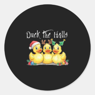 Sticker Rond Chapeau de Noël Duck The Halls Oreilles de Renne H
