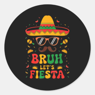 Sticker Rond Chapeau de paille face cinq mai mec laissons fête