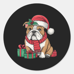 Sticker Rond Chapeau de Père Noël avec éclairage de Noël Bouled