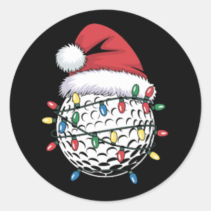 Sticker Rond Chapeau de Père Noël de balle de golf Noël de golf