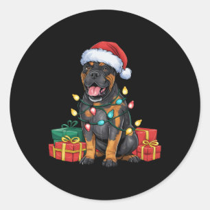 Sticker Rond Chapeau de Père Noël éclairé de Noël Cane Corso Ch