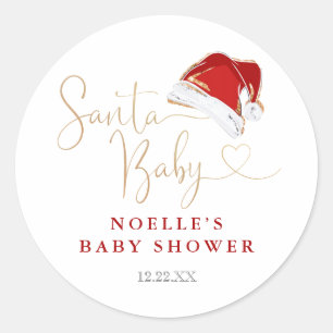 Sticker Rond Chapeau de Père Noël rouge bébé Père Noël Baby Sho
