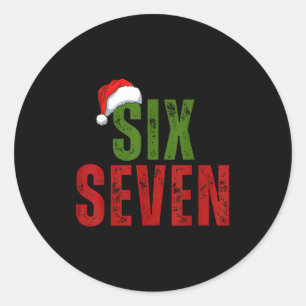 Sticker Rond Chapeau de Santa 6 7 Six Sept Génération Z Alpha A