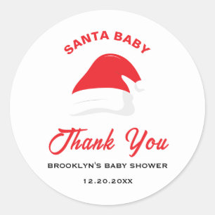 Sticker Rond Chapeau de Santa Bébé Gender Neutre pour Baby Show