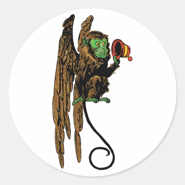 Sticker Rond Chapeau de singe volant maléfique de l'assistant v (Devant)